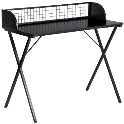 HomeRoots 39" Black Wood and Metal X-Shape Computer Desk