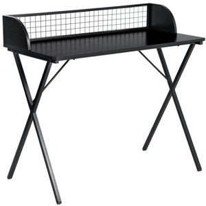 HomeRoots 39" Black Wood and Metal X-Shape Computer Desk - 1 of 4