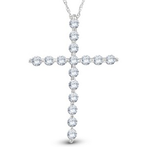 Pompeii3 5/8 Ct Diamond Cross Pendant Necklace 18" 10k White Gold 1" Tall - 1 of 4