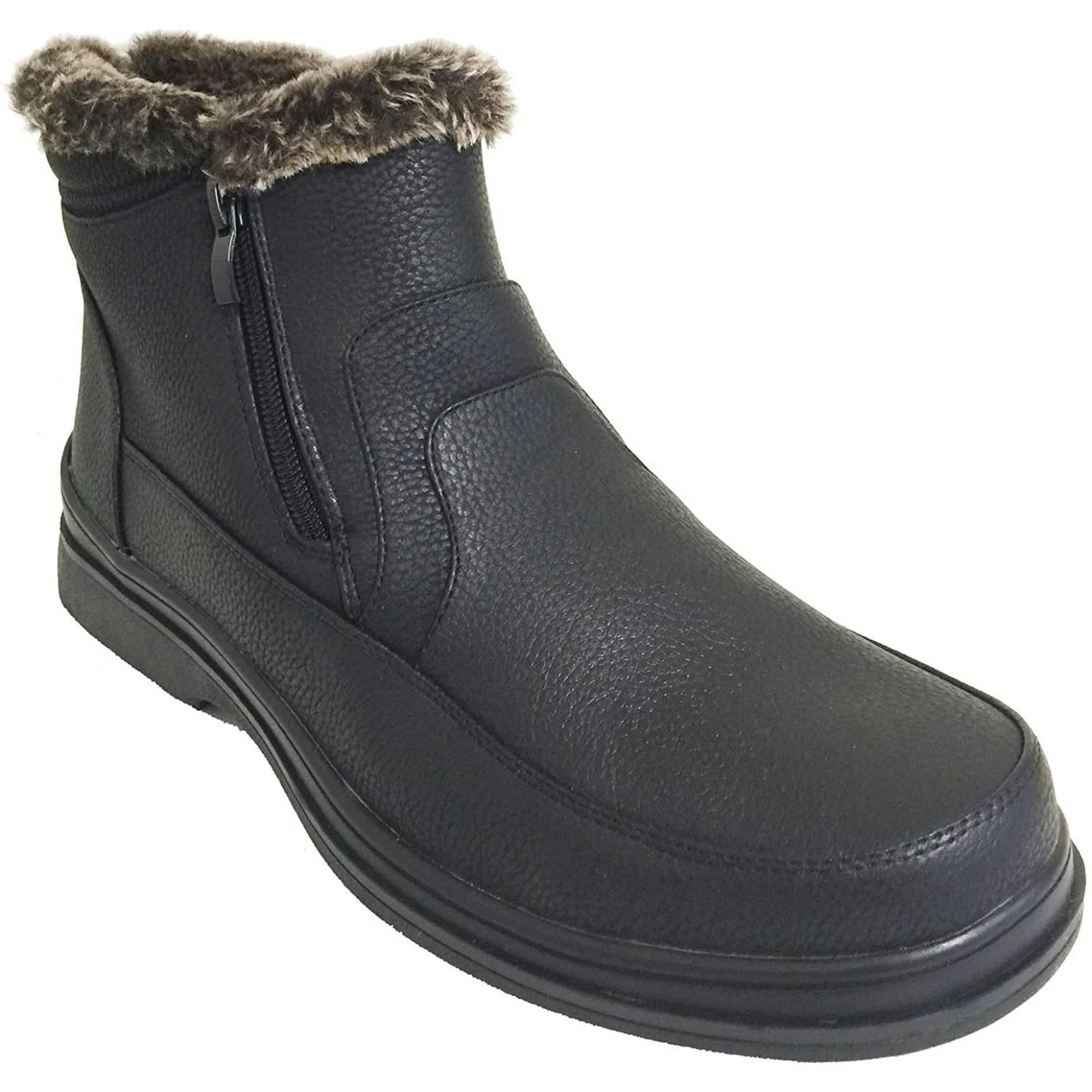 Men's Winter Boots Fur Lined Dual Side Zipper Warm Shoes