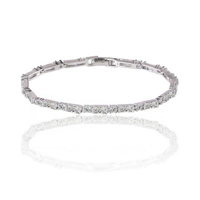 Hollywood Sensation Dainty Cubic Zirconia Tennis Bracelet with Emerald and Round Cut AAA+ Cubic Zirconia 7 Inches Gold