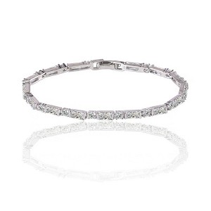 Hollywood Sensation Dainty Cubic Zirconia Tennis Bracelet with Emerald and Round Cut AAA+ Cubic Zirconia 7 Inches Gold - 1 of 4
