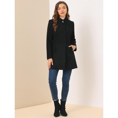 INSPIRE CHIC Women's Winter Stand Collar Single Breasted Mid-thigh Long Overcoat Medium Grey Blue — фото 2