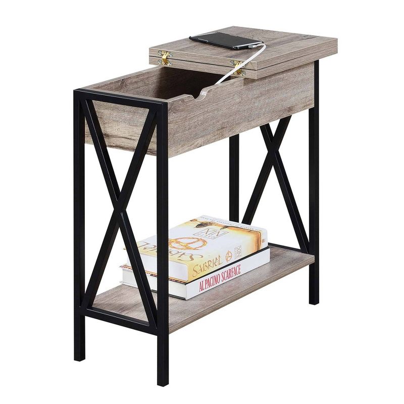 Tucson Flip Top End Table with Charging Station and Shelf - Breighton Home, 5 of 10