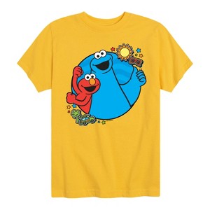 Boys' - Sesame Street - Cookie Monster And Elmo Travel Short Sleeve Graphic T-Shirt - 1 of 4