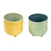 Transpac Large Dolomite Footed Planter with Drainage Multicolored Design for Indoor Use Tabletop Decoration Gift - 2 of 2