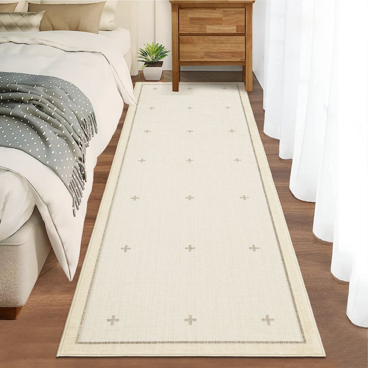 Garvee Area Rugs for Living Room Bedroom Modern Cross Pattern Rug Washable Bordered Carpet Low Pile Non-Slip Accent Rug for Dining Room Hallway