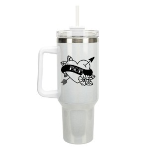 100 North Classic Mom Love Heart Tattoo Wrap-Around 40 Oz. Stainless Steel Water Bottle Coffee Mug, Spill & Leak Resistant, Travel Tumbler with - 1 of 4