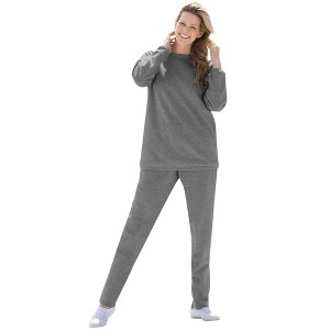 Woman Within Plus Size Petite Fleece Sweatshirt Set - 1 of 4
