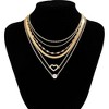 HTUTWOO Gold Layered Necklaces, Boho Rhinestone Heart Pendant Stacked Necklace Set, Personality Snake Bone Chain, Jewelry Gift for Women - 3 of 4