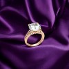 Slickblue Rose Gold-Plated Brass Ring with Clear CZ, Round Pave Setting for Women - Fashionable Engagement Ring, Size 5-10 - 2 of 4