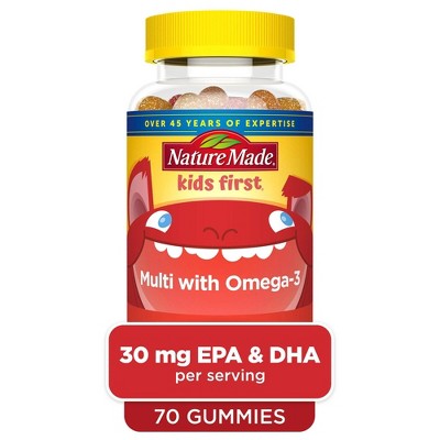 Nature Made Kids First Multivitamin + Omega 3 Gummies - Strawberry, Lemon & Orange - 70ct
