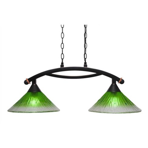 Toltec Lighting Bow 2 - Light Island Pendant Light in  Black Copper with 12" Kiwi Green Crystal Shade - image 1 of 1