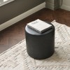 KINWELL Faux Leather Round Upholstered Footstool PU Ottoman, 18" x 18 - 2 of 4