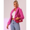 INSPIRE CHIC Women's Cropped Lapel Long Sleeve Fluffy Faux Fur Jackets - 2 of 4