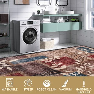 Modern Floral Area Rug Indoor Large Washable Floor Carpet Rug Contemporary Aesthetic Bedroom Rug Non Slip Accent Throw Rug for Dining Room Bedroom - 1 of 4