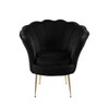 HOMLUX Angelina Velvet Scalloped Back Barrel Accent Chair with Metal Legs - 3 of 4