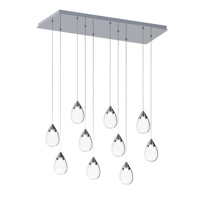 ET2 Lighting Dewdrop 10 - Light Island Pendant Light in  Polished Chrome