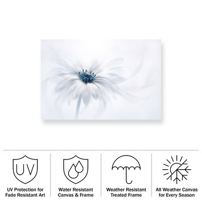 Serenity White and Blue Flower Outdoor Canvas Wall Art