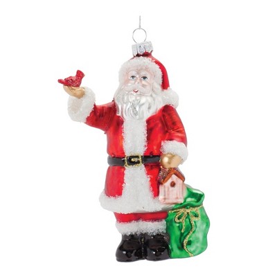 Melrose Glass Santa Cardinal Ornament (Set of 6)