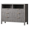 6 Drawer Dresser for Bedroom, Farmhouse Chest of Drawers with 2 Open Shelves and Fluted Doors - 2 of 4