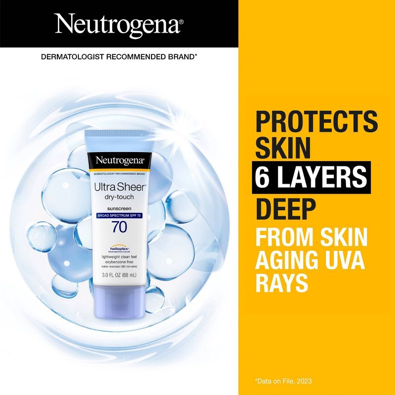 Neutrogena Ultra Sheer Dry Touch Sunscreen Lotion, SPF 70 - 3 fl oz, 4 of 15
