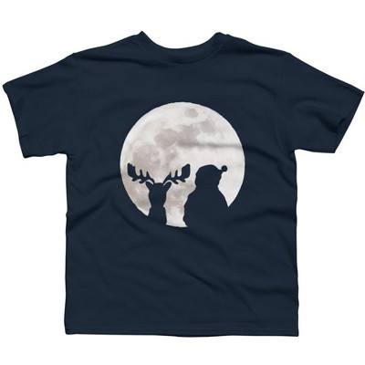 Boy's Design By Humans Christmas moon By lithegraphic T-Shirt