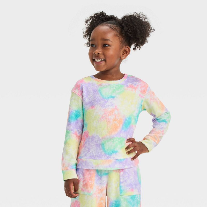 Toddler Girls' Rainbow Tie-Dye Fleece Sweatshirt - Cat & Jack™, 1 of 7