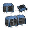Munora 39" Portable Twin Compartment Cat Show House - Soft-Sided Pet Kennel with Removable Cushions & Storage Bag - Blue - 3 of 4