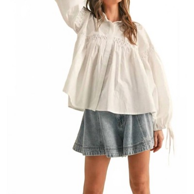 Women's Detailed Button Front Blouse - MIOU MUSE