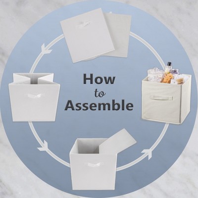 White Nonwoven Fabric Collapsible Storage Cube Set of 2