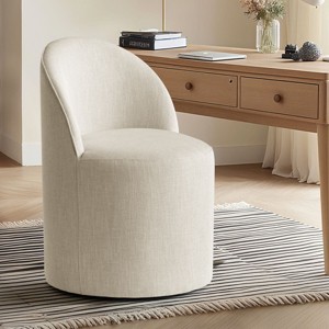 Best Home Office Chair with Wheels Linen Barrel Upholstered Office Chair Armless for Home Office,Living Room-Tanpinhause - 1 of 4