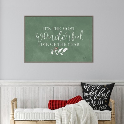 Green Christmas IV Canvas Framed Wall Art 33" x 23"