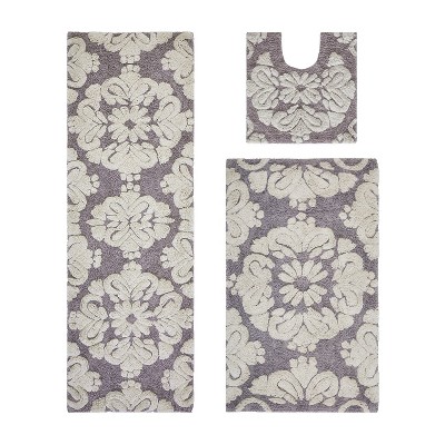 Medallion Collection 3 Piece 100% Cotton Tufted Bathroom Rug Set  with Non-Slip Backing, Machine Washable, Tumble Dry Bath Mat