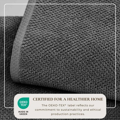 Dark Grey Heavyweight Cotton Terry Washcloth Set (12 Pieces)