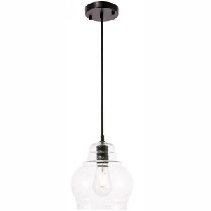 Elegant Lighting Pierce 1 light Black and Clear seeded glass pendant - 1 of 4