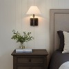 ALOADECOR Modern Bronze 12'' Tall 1-Light Fabric Shade Wall Sconces Farmhouse White Linen Tapered Shade Sconce For Bathroom Mirror Hallway - 2 of 4