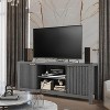 Acekool Fluted TV Stand for TVs up to 65", Modern Media Console with Adjustable Storage, Cable Management, Walnut Brown - 3 of 4