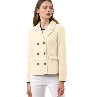 INSPIRE CHIC Women's Notched Lapel Double-Breasted Pea Coat