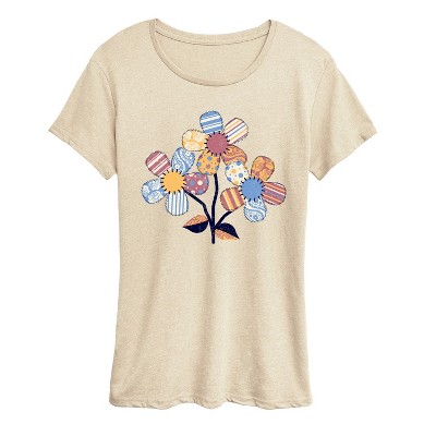 Women's - Instant Message - Patchwork Flowers Short Sleeve Graphic T-Shirt