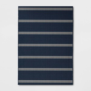 Stripe Outdoor Rug Navy - Threshold™ - 1 of 2