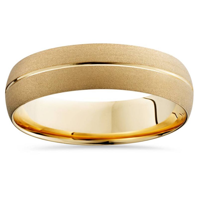 Pompeii3 Mens 14k Yellow Gold Comfort Fit 6mm Wedding Band Ring, 1 of 4