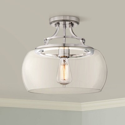 Urban Farmhouse 17" Semi-Flush Mount Ceiling Light in Brushed Nickel