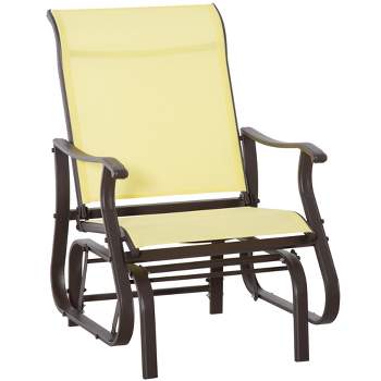 Outsunny Outdoor Swing Glider Chair, Patio Mesh Rocking Chair with Steel Frame for Backyard, Garden and Porch