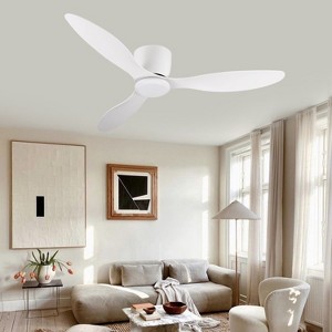 Wanze of Ocean 52 in. Modern White Indoor/Outdoor 6-Speed White Blades Flush Mount Standard Ceiling Fan with Timer and Remote - 1 of 4