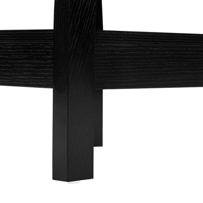 Black Square Wood 3-Tier Accent Table with Curved Legs