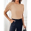 Coolmee Women Summer Blouse Casual Puff Short Sleeve Tops Fashion Crew Neck Tunic Shirts - 2 of 4