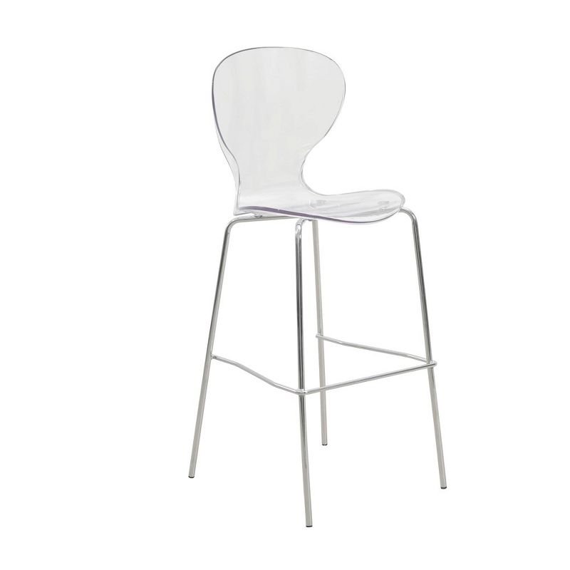 LeisureMod Oyster Acrylic Barstool with Steel Frame in Chrome Finish, 1 of 12