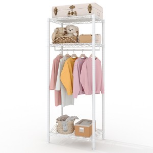 Metal Clothes Rack with Adjustable Shelves, Heavy-Duty 660LB Clothing Organizer for Bedroom, Laundry & Living Room, White - 1 of 4