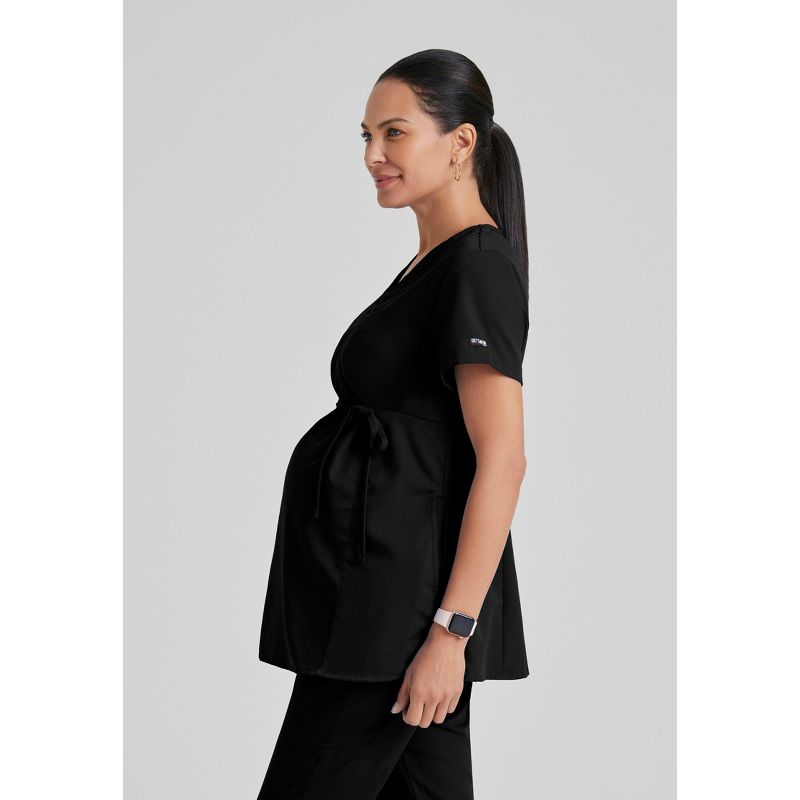 Grey's Anatomy by Barco - Classic Women's Lilah 2-Pocket Mock Wrap Maternity Scrub Top, 4 of 7